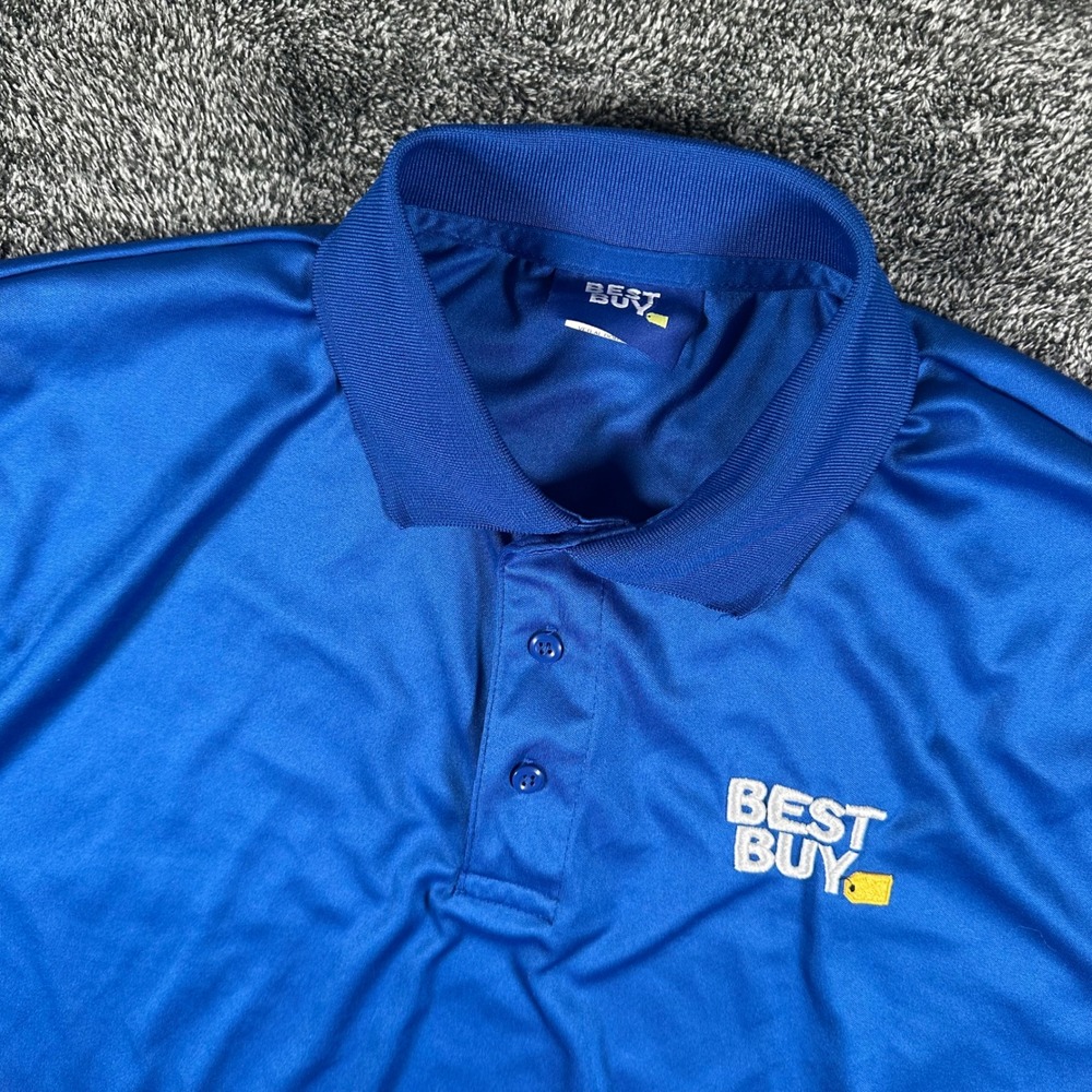 Best Buy Polo Shirt Mens Large Blue Short Sleeve Embroidered Logo Work Uniform